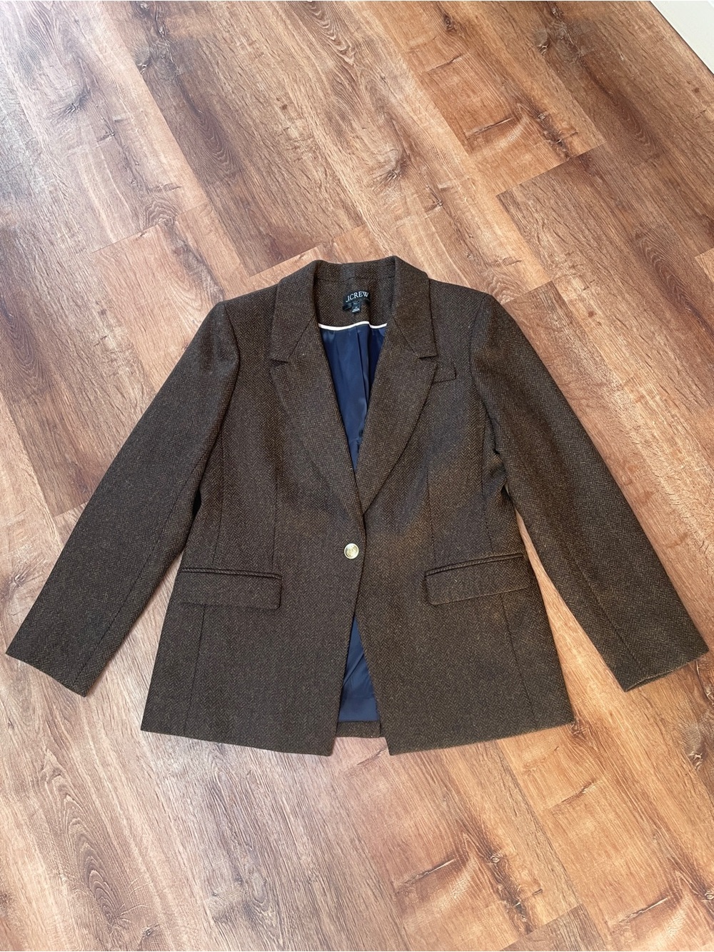 J Crew Womens Willa Wool Blazer Size 12 Brown Gold Buttons Academia Preppy # - Picture 2 of 12